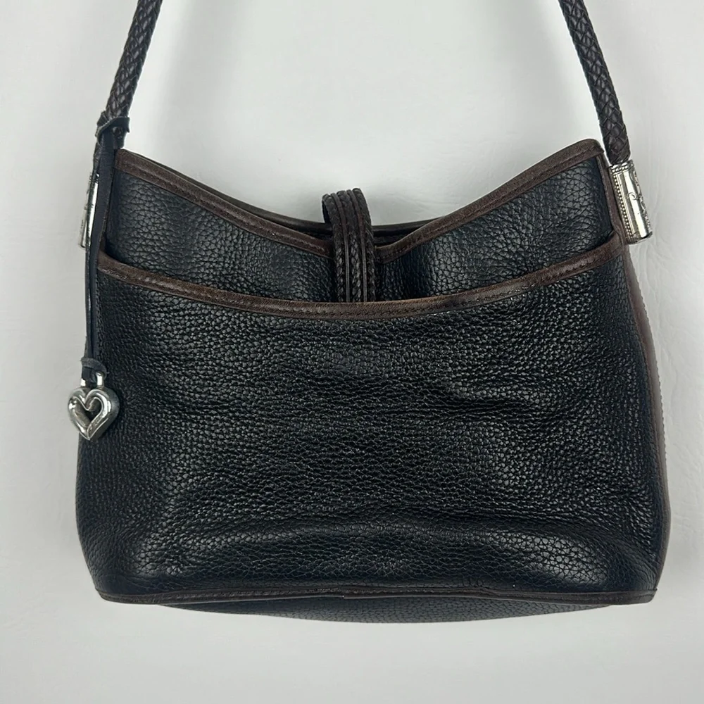 Brighton Black and Brown Pebbled Leather Shoulder Bag - Picture 6 of 10